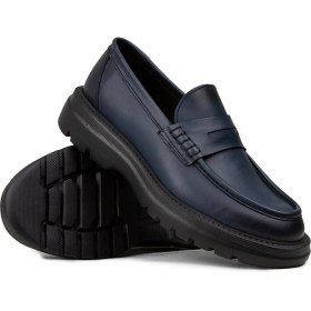 Resim Deery Erkek Mavi Hakiki Deri Loafer Ayakkabı - 02006MMVIE01 