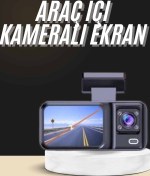 Resim teknodayım 1080p Sürüş Kaydedici 2 İnç Araç Araba Ön İç Arka DVR IPS Ekran 