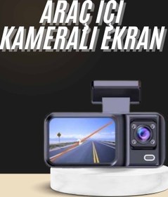 Resim teknodayım 1080p Sürüş Kaydedici 2 İnç Araç Araba Ön İç Arka DVR IPS Ekran 
