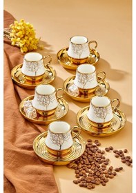 Resim Autmn 6 Kişilik Porselen Desenli Çay Fincan Takımı 