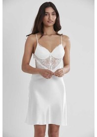 Resim Pierre Cardin 2li Ekru Saten Kısa Gecelik Sabahlık 4300 Ekru 
