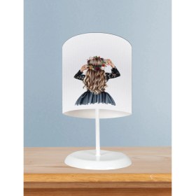 Resim Mekta Home Bebek ve Çocuk Odası Uzun Saçlı Prenses Kız Desenli Abajur 