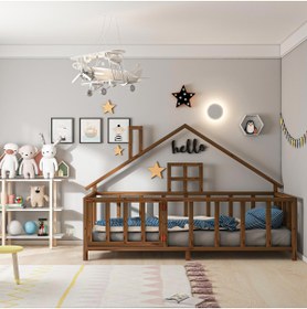 Resim GİVAYO WOOD'S Hause Montessori Yatak Kapılı 100*200HAUSE CEVİZ 