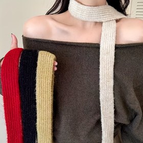 Resim 1 Adet Kadın Vintage Eşarp - Boyun & Yüz Koruma için Uzun & Dar Esnek Yumuşak Sıcak Eşarp, Haki/Açık Gri/Kırmızı/Yeşil/Siyah Tek Renkli Kışlık Eşarp, Günlük Dış Mekan Moda Aksesuarı, Soğuk Hava Giyimi, Minimalist Tarz, Esnek Malzeme 