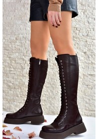 Resim Fox Shoes Kahverengi Bağcıklı Günlük Kadın Çizme L610130909 