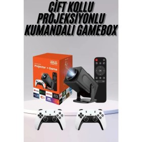 Resim Arthurs Çift Kollu Game Box Projeksiyon Cihazı Kumandalı Android Tv Dahili Hoparlör 