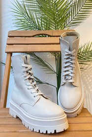 Resim Fume London Kadın Bej Ekru Trend Taban Postal Bootie Bot Afl090 AFL090 