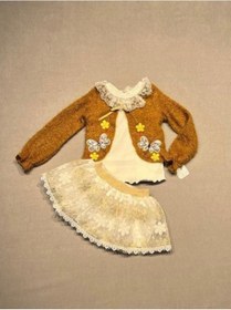 Resim 1-2-3 Yaş Brode Etekli Örme Hırkalı Uzun Kollu Sweat 3lü Kız Çocuk Takımı 001 