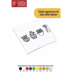 Resim Saksı Çiçek Seti Sticker Oto Motor Laptop Duvar Folyo Sticker 70 X 35 Cm 