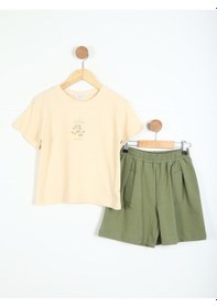 Resim Xo Kids Kız Çocuk Kombin Takmı 4-8 Yaş Set0298 Haki 