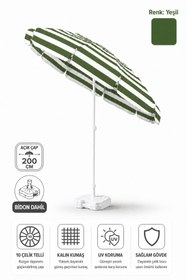 Resim Durul Plaj Şemsiyesi Balkon Bahçe Güneş Şemsiyesi 200cm Bidon Dahil 10 Telli UV Korumalı 