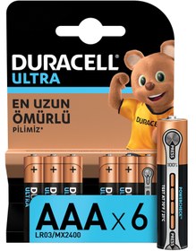 Resim Duracell LR03/MX2400 Ultra AAA İnce Kalem Pil 6'lı 