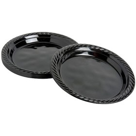 Resim Kullan At Renkli Siyah Parti Davet Plastik Tabak - 17 Cm. - 25 Adetlik 3 Paket 