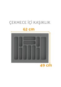 Resim Çekmece İçi Kaşıklık Ve Kepçelik Organizer Seti 62x49 Cm 55x40 Cm'e Kadar Kesilebilir Gri 