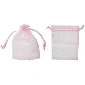 Resim Eminonutoptanci Kına Çerez Kesesi Organze Taşlı 9X12 Cm (50 Adet) Pembe 