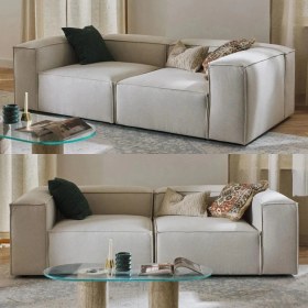 Resim Edsy Home Mira 2 Modüler Ikili Koltuk (Krem) Keten Kumaş 