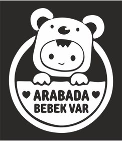 Resim BENİMSER REKLAM Arabada Bebek Var Araba Cam Sticker 24x28cm 