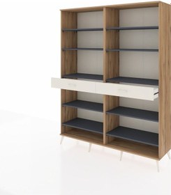 Resim Hyperion Gardrop 10 Raflı 2 Çekmeceli 176x44x221 Çam-antrasit/aytaşı Antrasit/aytaşı 