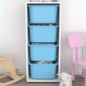 Resim Cara 4 Derin Sepetli Çok Amaçlı Oyuncak Dolabı Mavi 