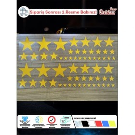 Resim Onur Reklam Karma Yıldız Şekilli Sticker Seti – 60 Adet | Suya Dayanıklı Vinil 