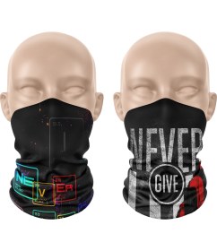 Resim Dair Aksesuar Never Give Up Desenli 2'li Set Boyunluk Bandana Outdoor Balaklava Yüz Maskesi Kafa Bandı 