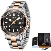 Resim Hanyang Gül Altın Siyah 2022 Lıge Yeni Iş Erkek Saatler Üst Marka Lüks Erkekler Için Dalış Izle Su Geçirmez Tarih Saat Spor Izle Relogio Masculino + Kutu (Yurt Dışından) 