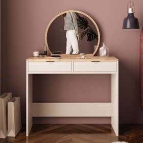 Resim Bimossa A20 Flora Çekmeceli Makyaj Masası - Meşe - Kumtaşı 