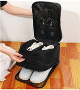 Resim Hangfox 3 Katlı Seyahat Ayakkabı Çantası, Su Geçirmez Oxford Kumaş, El Çantası Ve Çekme Valiz Uyumlu, Futbol Ayakkabısı/giysi Organizatörü Xl Siyah Siyah 