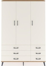 Resim Arges Dolap 5 Raflı 6 Çekmeceli Tek Askılı 132x30x195 Çam-aytaşı/aytaşı Aytası/aytası 