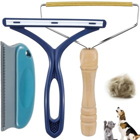 Resim Kediler & Köpekler için 3 Parça Evcil Hayvan Tüyü Temizleme Seti - Bakır Bıçaklı, Silikon Dişli & Çift Taraflı Fırçalı Yeniden Kullanılabilir Tüy ve Tüy Temizleyici, Koltuklar, Giysiler & Halılar için 