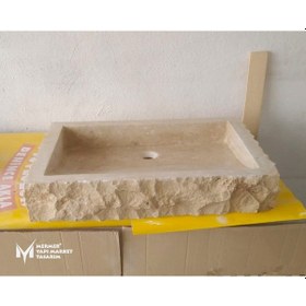 Resim Traverten Dışı Patlatma Dikdörtgen Lavabo 