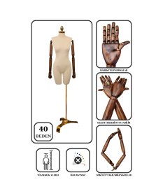 Resim 40 Beden Gold Ayaklı Pantolon Giyebilen Terzi Mankeni Vitrin Mankeni Prova Mankeni 