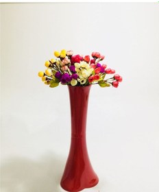 Resim Uzun 40cm Kırmızı 6 Renk Fındık Tomurcuk Güllü Vazo 