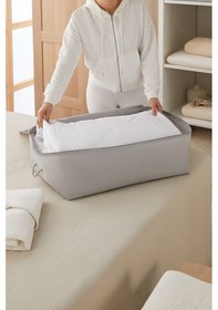 Resim Ocean Home Textile Büyük Boy Gri Balıksırtı Baza Altı Hurç 62 x 46 x 22 cm 