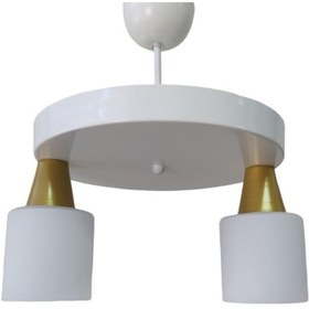 Resim Riolight Modern Beyaz Ikili Opal Camlı Sarkıt Çap:30 Cm 