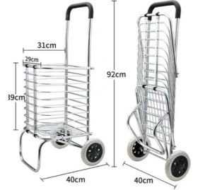 Resim Katlanabilir Taşınabilir Alışveriş ve Taşıma Arabası 