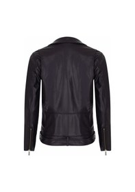 Resim Oliggopol Erkek Siyah İç Cepli Slim Fit Spor Deri Ceket Km Siyah 