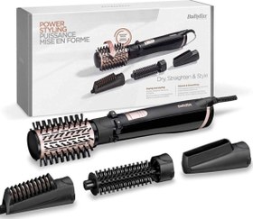 Resim Babyliss As200e Rotierende Warmluftbürste Set Brush & Style Ionic, 1000 Watt, 4 Aufsatze, Schwarz 