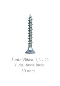 Resim Adilon Sunta Vidası, 3,5 X 25 Mm, 50 Adet, Yhb Vida 3,5 x 25 