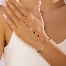 Resim Şık Bohemian KC Altın Kaplama Kadın Çok Renkli Taşlı Bilezik - Günlük Kullanım ve Hediye İçin Parıltılı Boncuklu Takı, Renkli Taşlar, Zarif İşçilik 