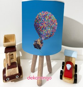Resim dekomingo Uçan Balon Ev Desenli Bebek Çocuk Odası Masaüstü Abajur 