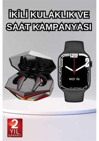 Resim İkili Set Dev Kampanya Ucuz Kulaklık Ucuz Akıllı Saat Gürültü Önleyici Uzun Pil Ömrü 