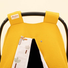 Resim Puset Örtüsü - Çift Taraflı - Hardal Petek - Sarı Ev 