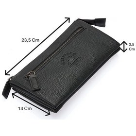 Resim Westpolo Vegan Deri Şık Ve Fonksiyonel Bilek Tutamaçlı Unisex El Çantası - 5019 Siyah 
