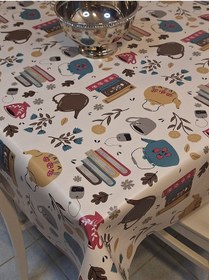 Resim Elyaflı Pvc Muşamba - Desenli Silinebilir Masa Örtüsü Yeşil Fnt1232 140 X 240 