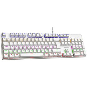 Resim KB-MK1 Lumos Beyaz USB Rainbow Aydınlatmalı Blue Switch Full Anti-Ghosting Mekanik Gaming Oyuncu Klavyesi 