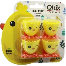 Resim Egg Cup 4pcs Yumurtalık Emoji Desen - Renkli Plastik Civciv Ayaklı - 1/2 Kırık Yumurta Kabuk Model (4887) 