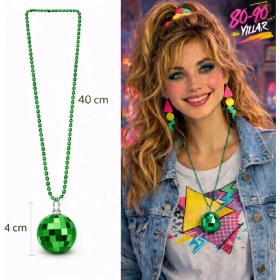Resim Selfbuysell Retro Disko Topu Şekilli 80'ler 90'lar Yeşil Renk Plastik Kolye 
