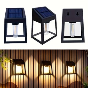 Resim 2 adet/4 adet Şık Güneş Enerjili LED Duvar Lambası - Aydınlatma Modu - Villa, Bahçe, Avlu Su Geçirmez Dış Mekan Anahtar Lamba - Enerji Tasarruflu Gece Işığı 