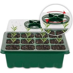 Resim Lebihmurah 3991 12 Delikli Ayarlanabilir Nefes Alabilir Fidanlık Tepsisi 12 Delikli Fidanlık Kutusu Ekim Isı Koruma Ve Nemlendirici Üç Parçalı Kapak 